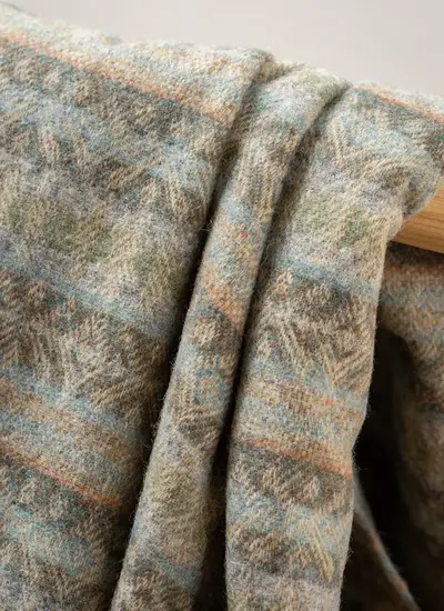 Fairisle Aqua Highland Wool Throw